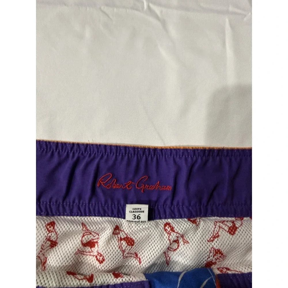 Robert Graham Men Swim/Board Lined Trunks Multi-Colored Flowers Size 36